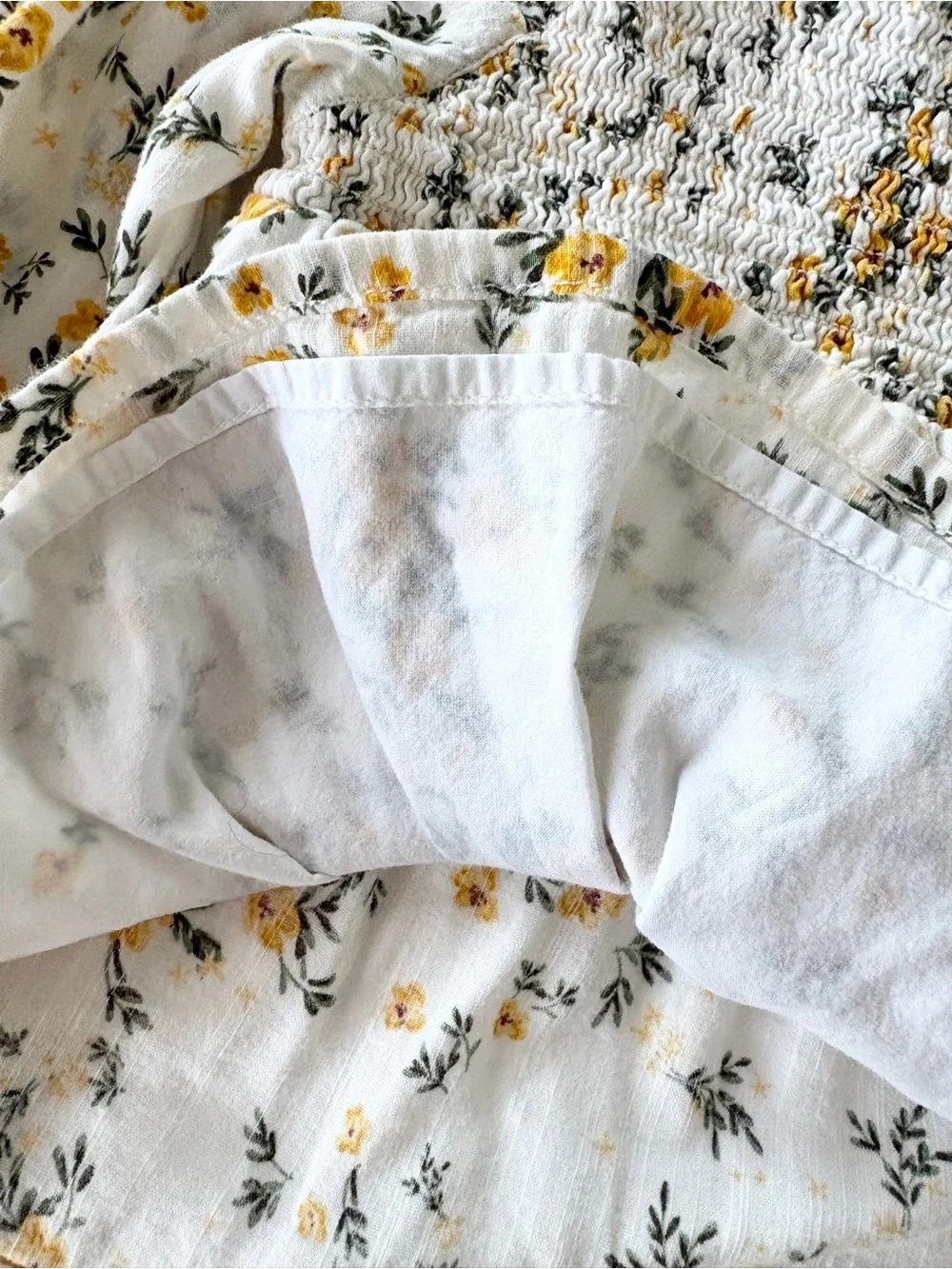 Old Navy Floral Smocked Peasant Top - White & Yellow - Toddler Girls Size 2T